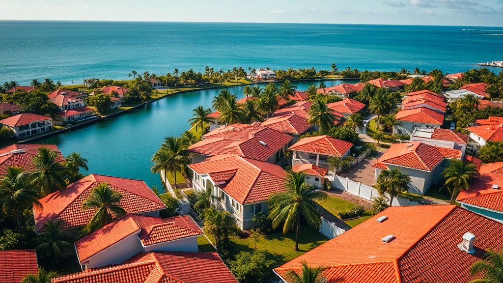 Homeowners insurance miami, image showing houses near the shore