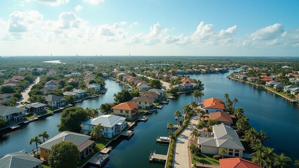 Florida coastal neighborhood flood insurance aerial