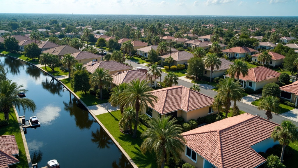 Aerial view Florida neighborhood homeowners insurance