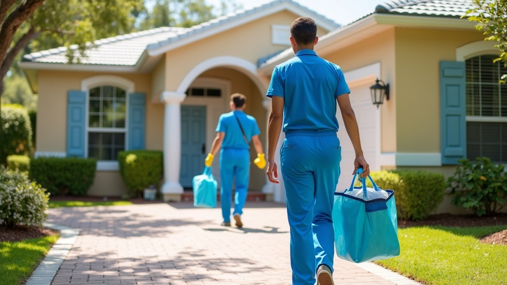 House cleaning team arriving at Florida home