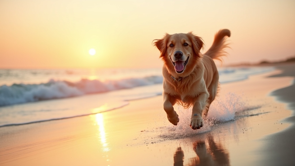Golden retriever on Florida beach pet insurance