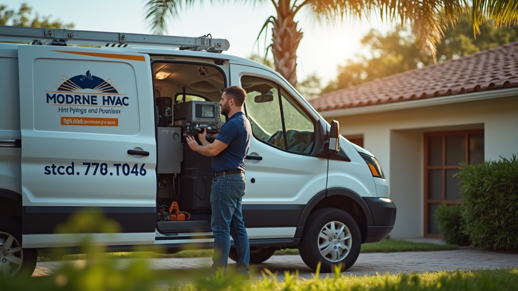 HVAC service van at Florida home insurance