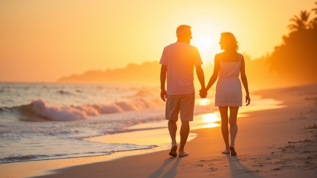 Senior couple Florida beach whole life insurance